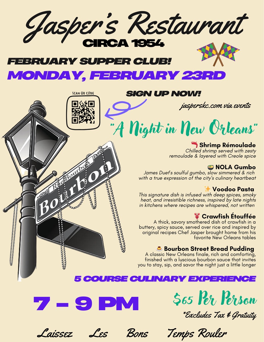 Jasper’s February Supper Club  🎷 A Night in New Orleans 🎷 event photo