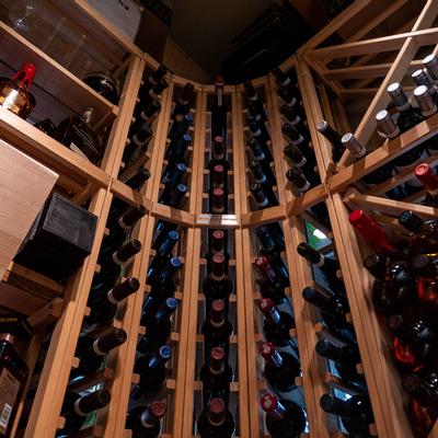 Shelves with bottles of wine