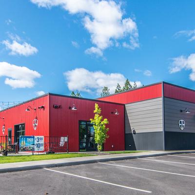 Exterior, restaurant parking lot.