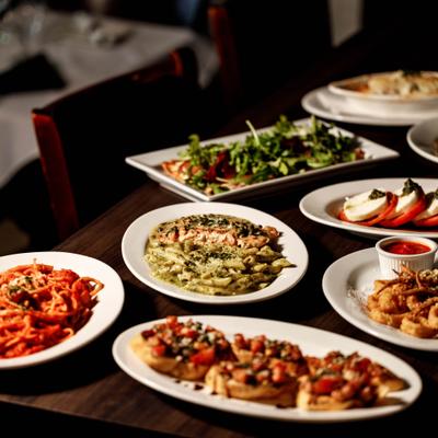 Assortment of dishes served on the table.