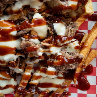 Loaded Fries, closeup.