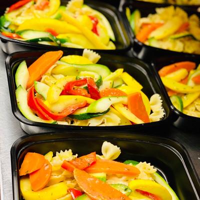 Pasta salad to go plates.
