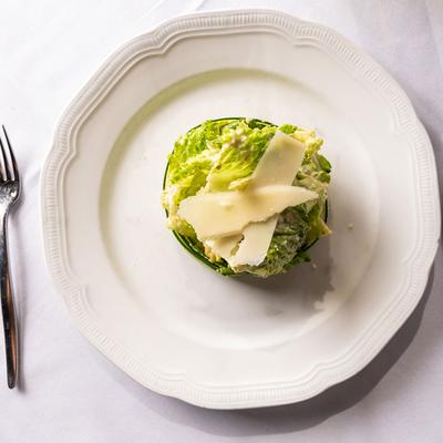 Caesar salad, top view.