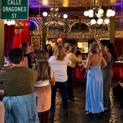 Girls dancing on the dance floor.