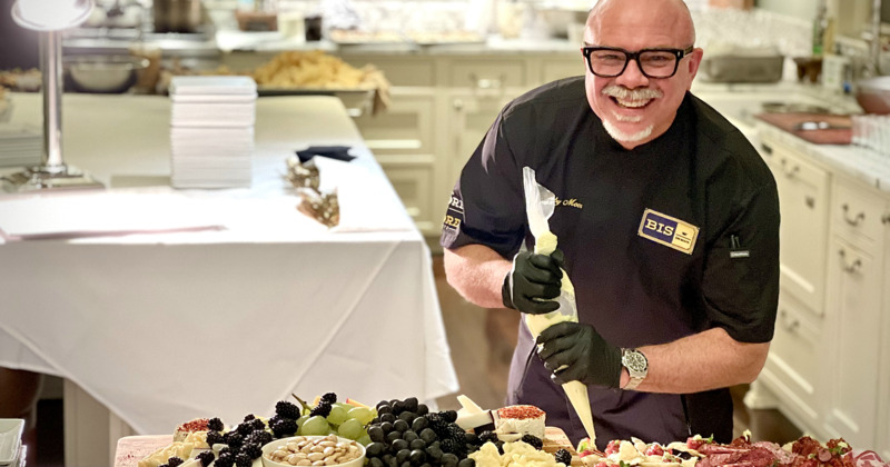 Chef plating charcuterie board