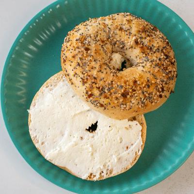 Bagel with cream cheese.