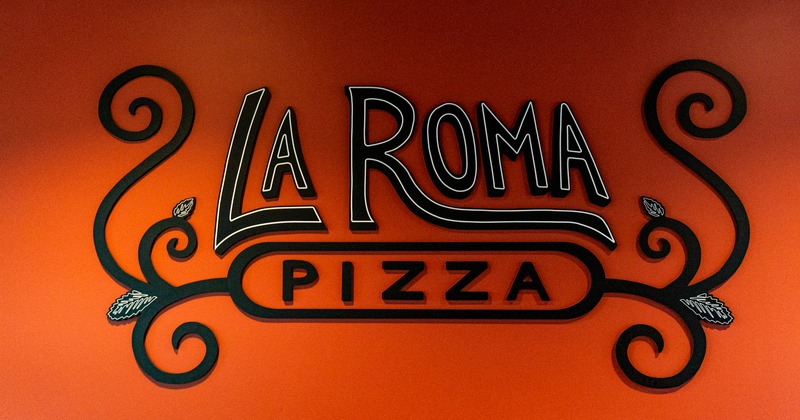 Interior, La Roma Pizza wall logo sign