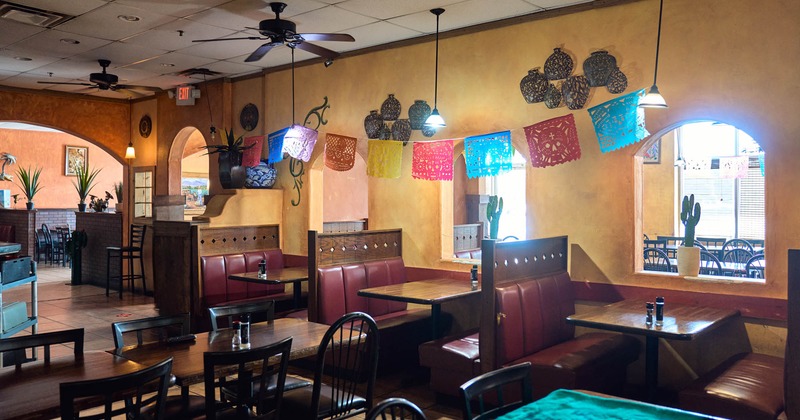 Interior, tables ready for guests