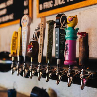 Beer taps, closeup.