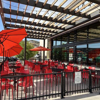 Exterior, patio, seating space.