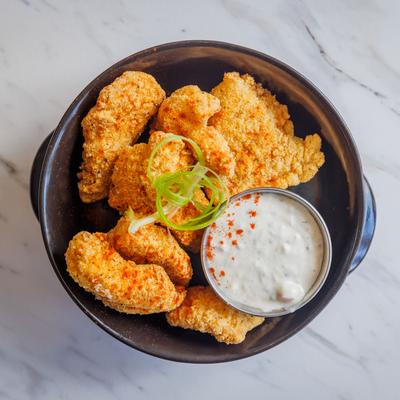 Cornmeal Crusted Catfish, served with jalapeno remoulade sauce