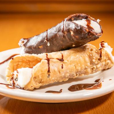 Plain and chocolate cannolis.