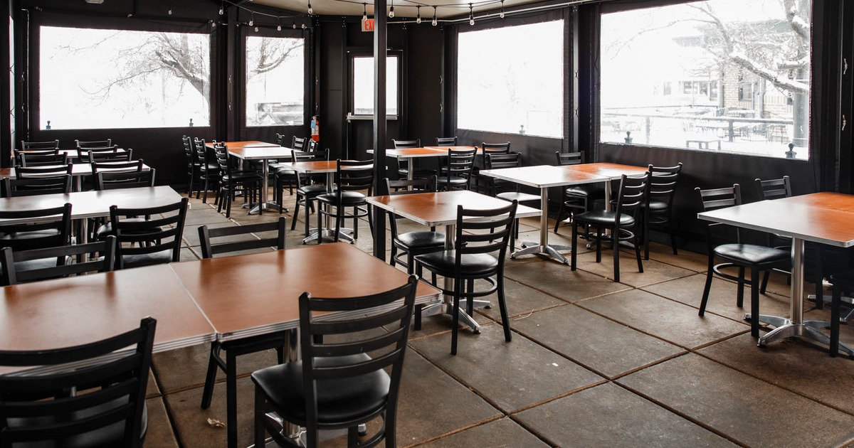 Covered patio, tables and chairs
