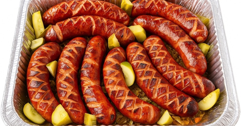 Pastry with cheese, sausage, dip and salad