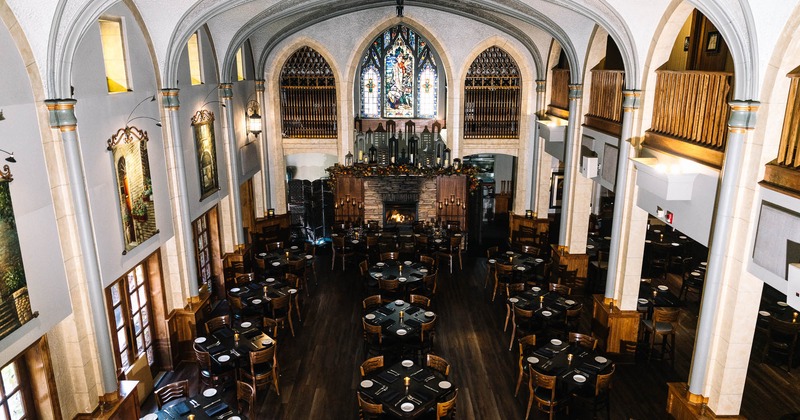 Aerial view of the dining area
