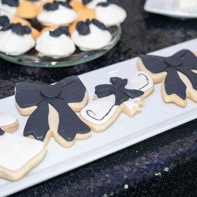 Black and white formal outfit cookies.