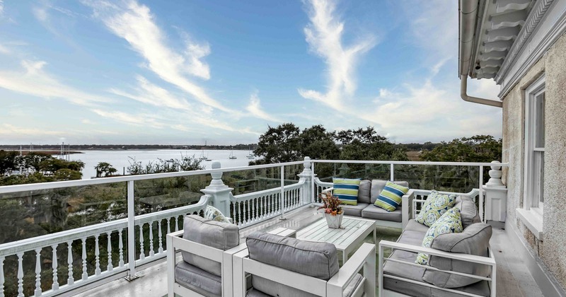 Exterior, seating area on a terrace with a view