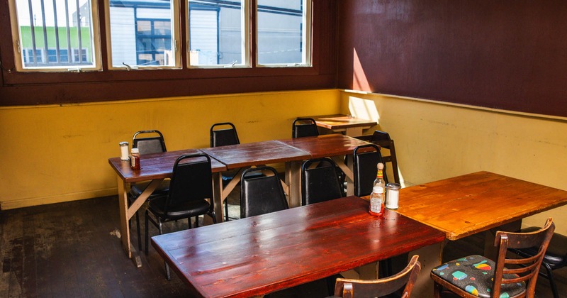 Interior, dining tables and chairs