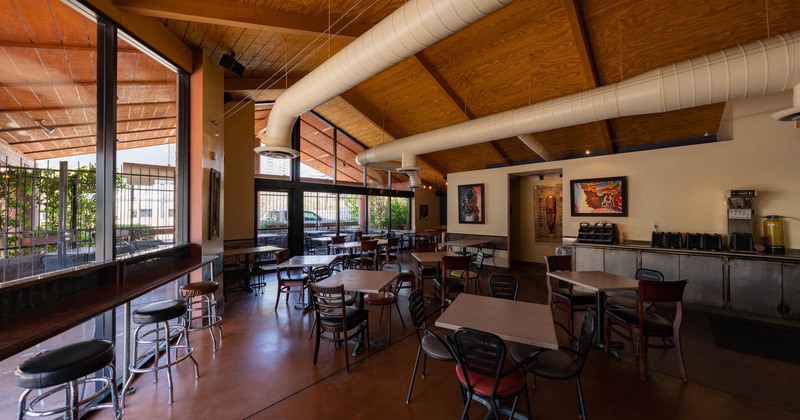 Diner area, tables and chairs