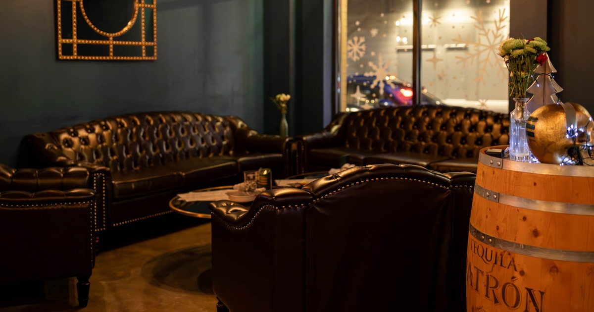 Lounge area with leather sofas