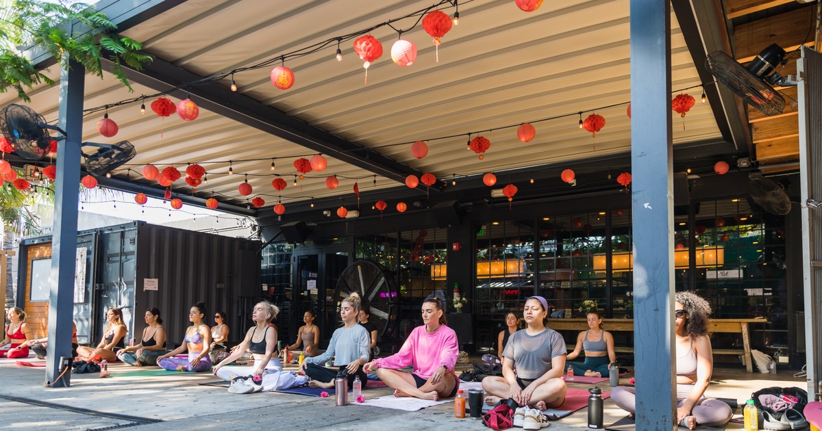 A decorated exterior patio