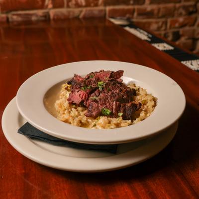 Blue cheese risotto with Filet Mignon.