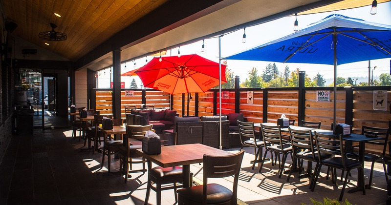 Partially covered patio seating area