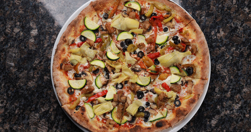 Vegetarian pizza top view