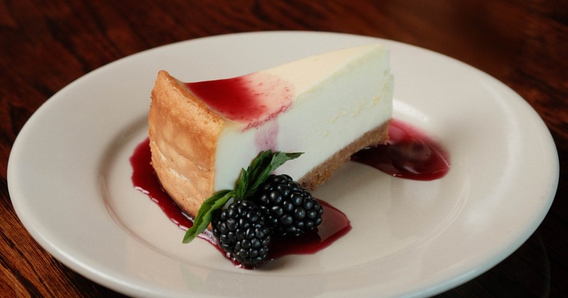 Cheesecake served on a plate