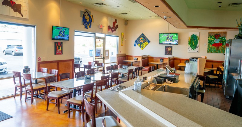 Interior, counter,and dining area