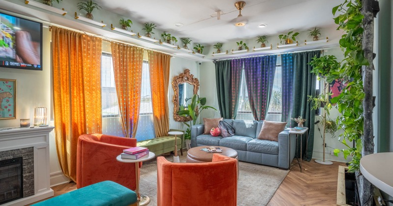 Seating area, sofa, armchairs and a  coffee table