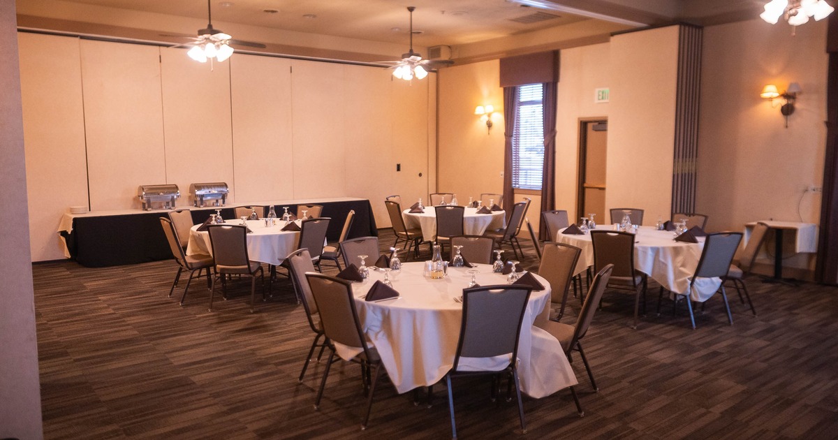 Interior, round tables and chairs