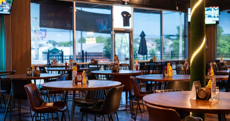 Interior, set tables ready for guests