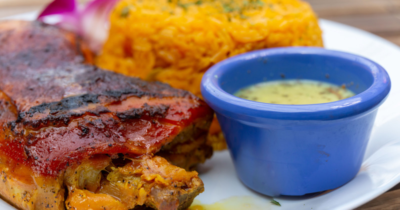 Ribs served, close-up shot