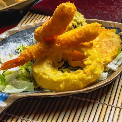 Shrimp tempura and vegetable tempura.