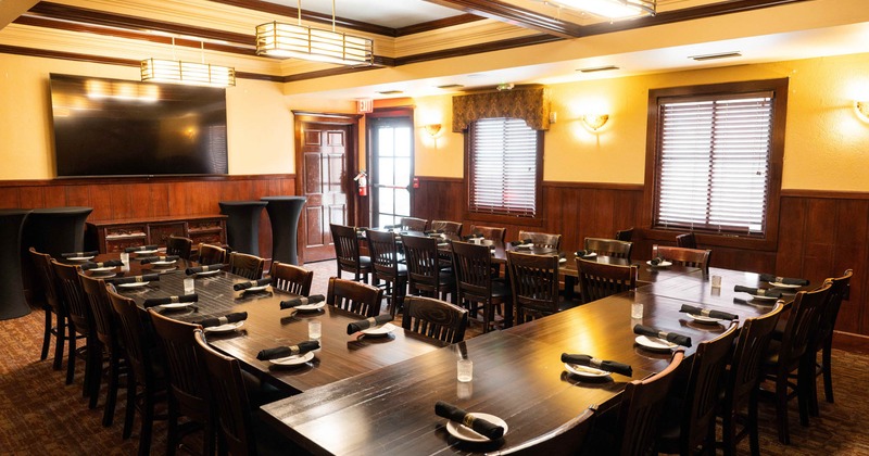 Interior, long table with chairs