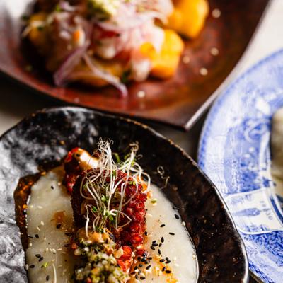 Crispy Octopus and Seafood Tostones at Calle Dragones.