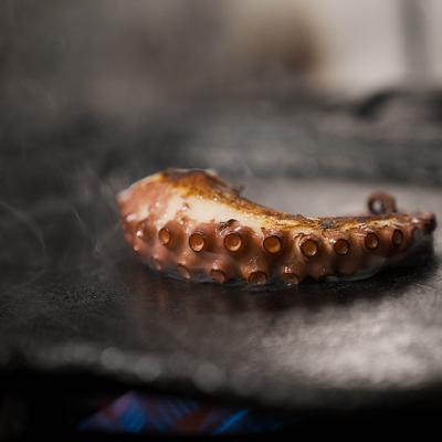 Octopus tentacle on the grill.