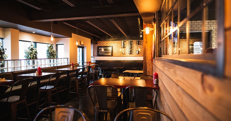 Interior space with tables, chairs, and seats