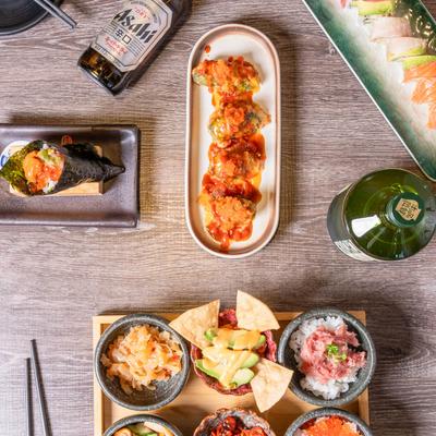 Various food on the table.