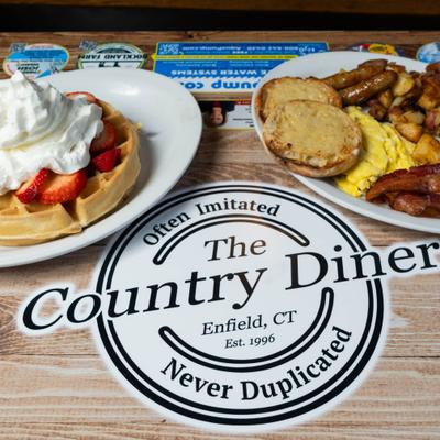 Belgian waffle and breakfast platter.