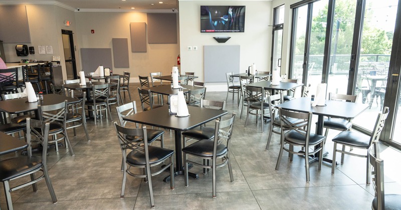 Interior, tables by the windows