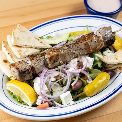 Tuna Kabob, with salad.