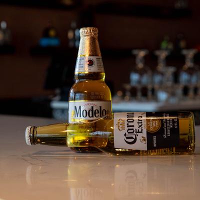 Two bottle of beer on counter