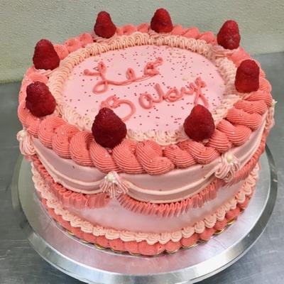Pink strawberry cake
