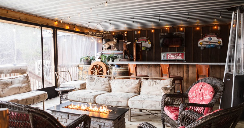 Covered patio, cozy seating area