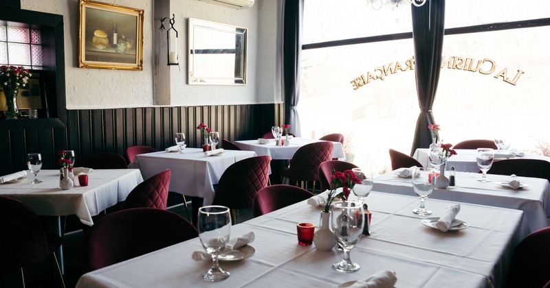 Diner set up, tables and chairs
