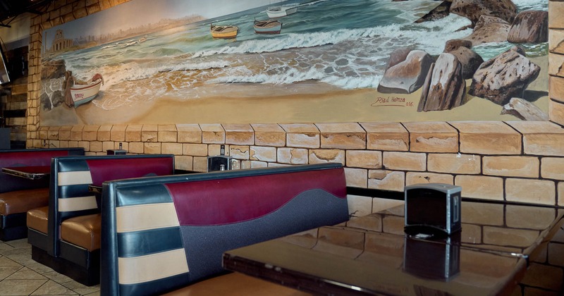 Interior, leather booths