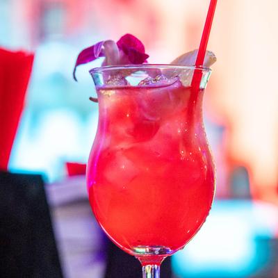 Rum Punch cocktail, side view.