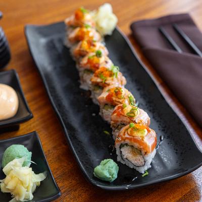 Crab mix, avocado, and cucumber rolls.